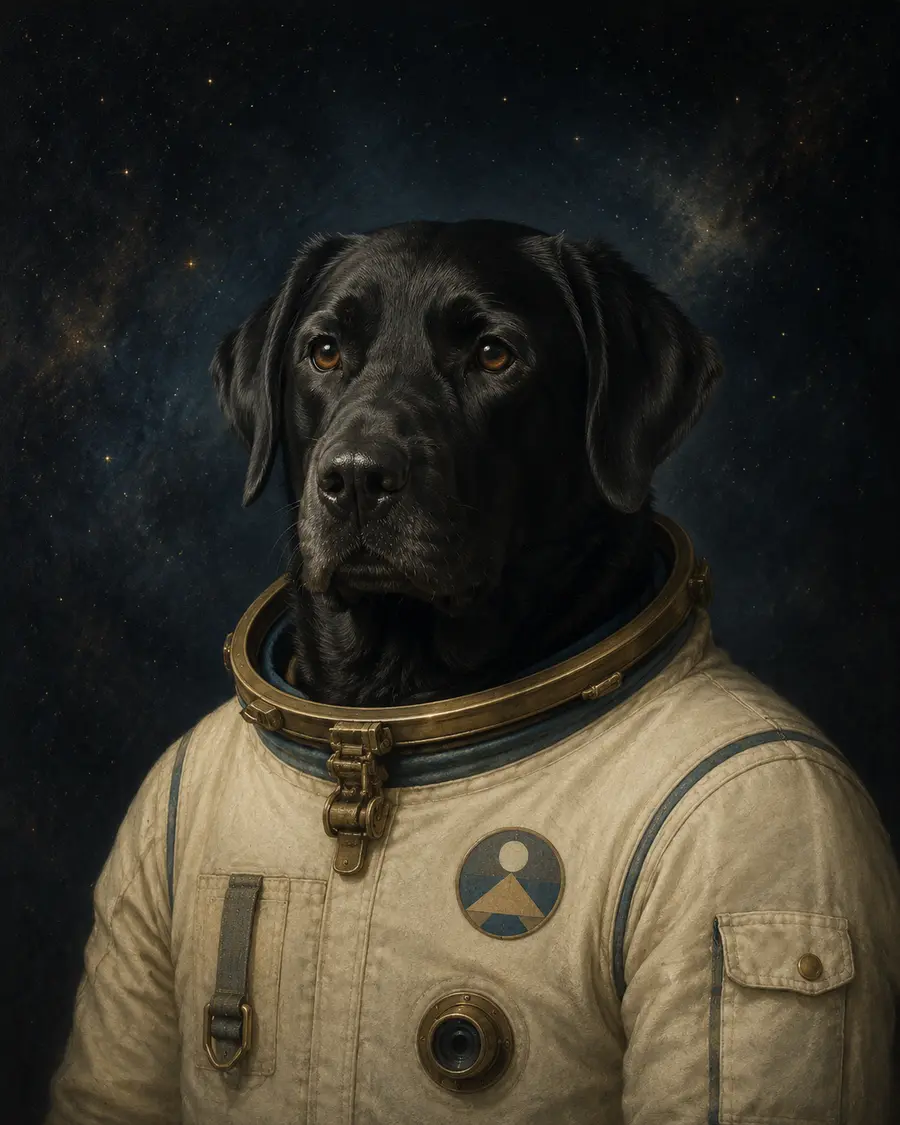 The Astronaut custom pet portrait example