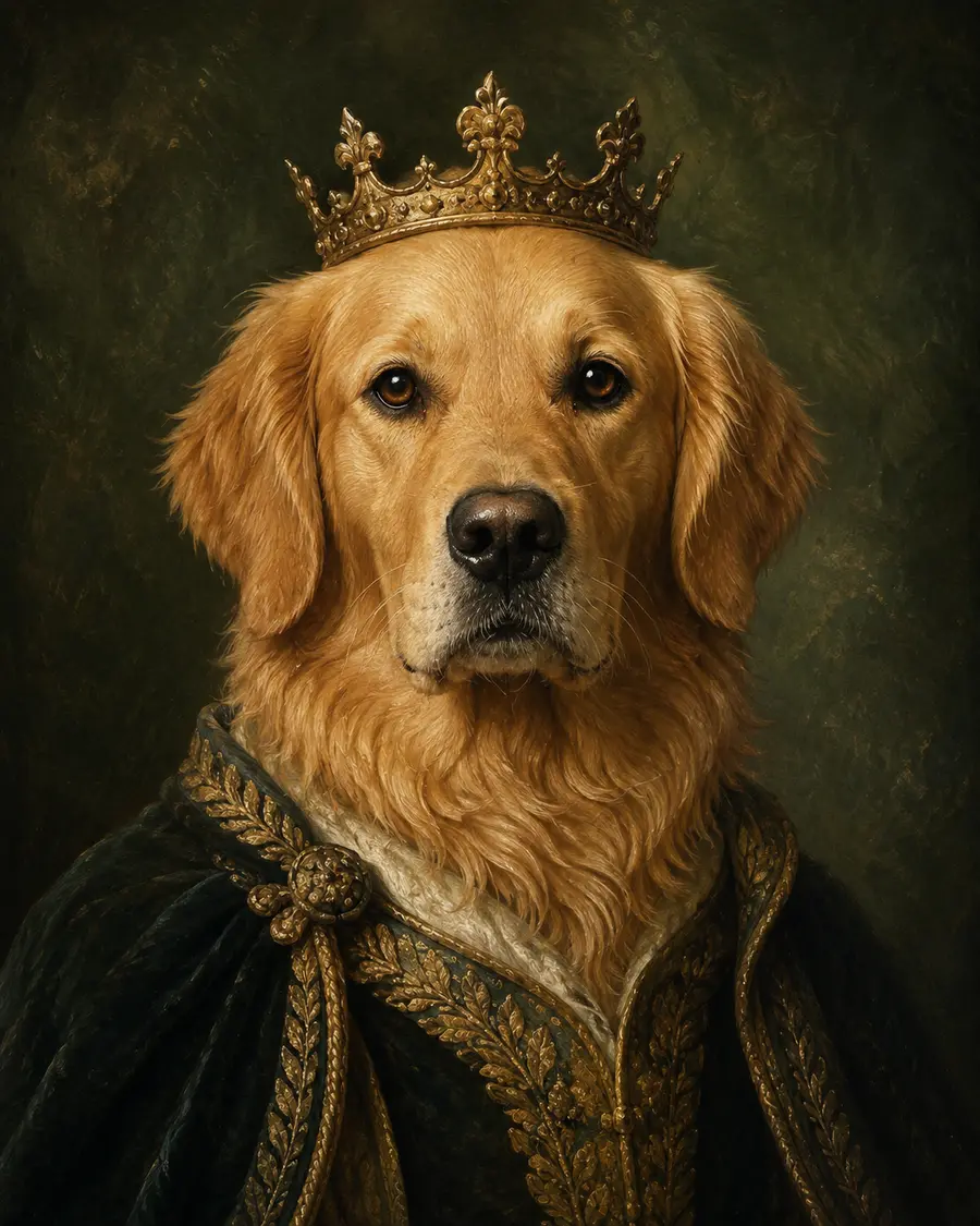 Golden retriever royal portrait preview