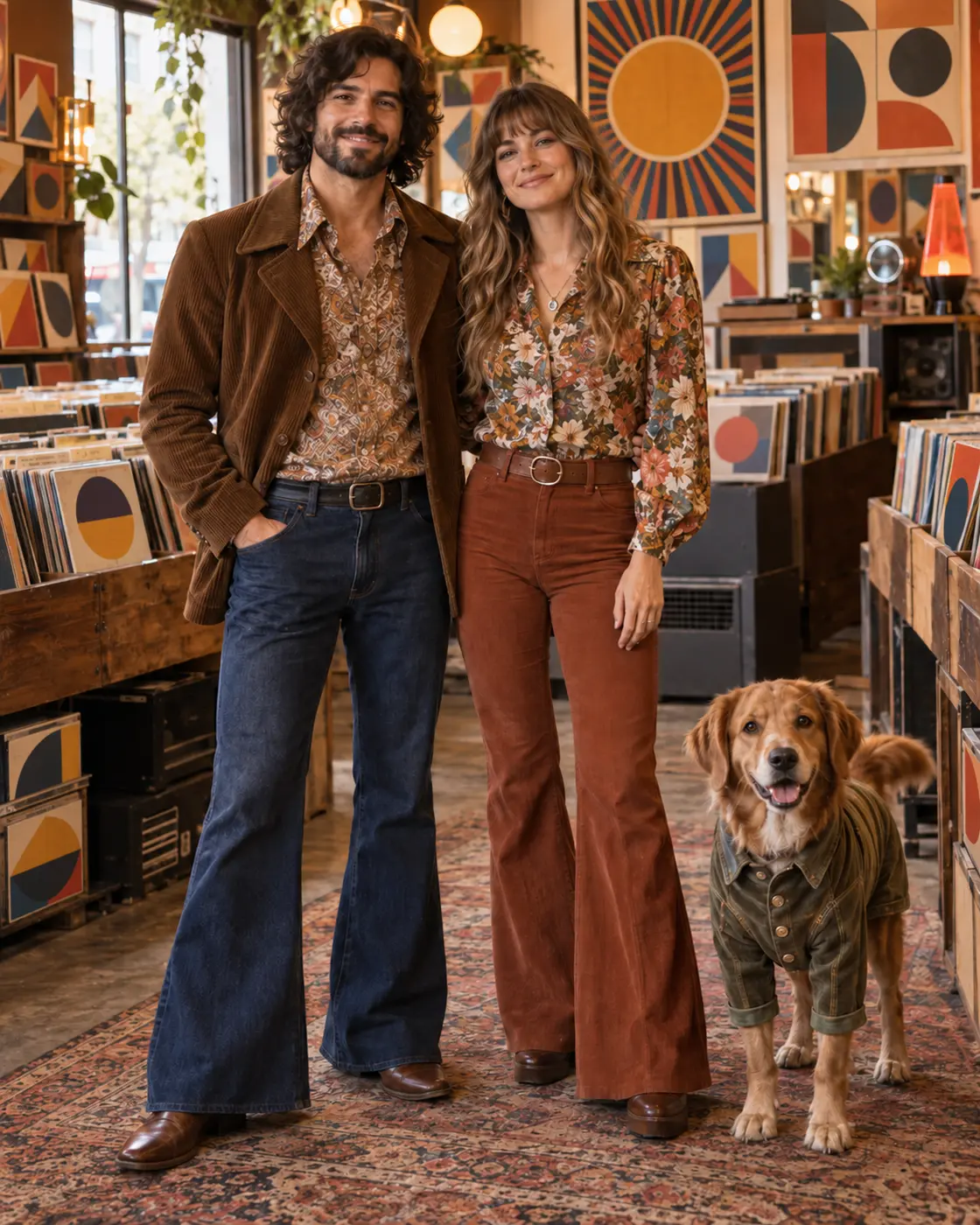 The 1970s Record Shop People and Pets ensemble portrait master
