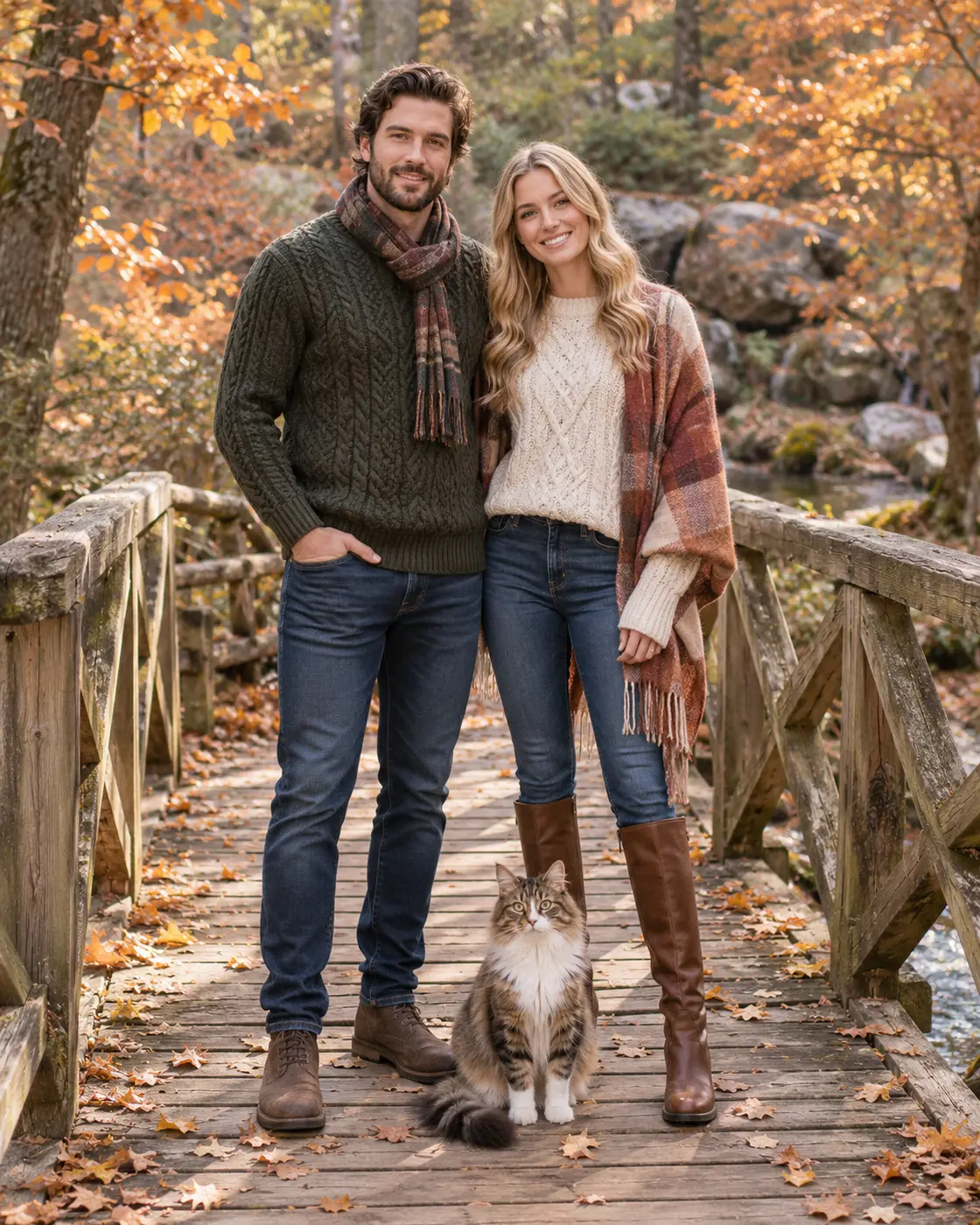 The Autumn Footbridge People and Pets ensemble portrait master