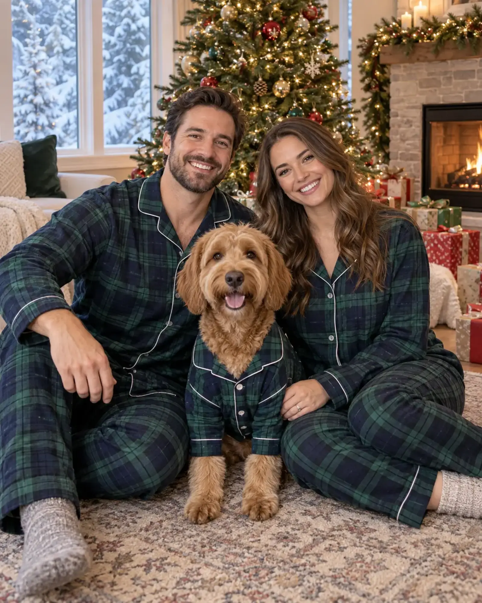 Christmas Morning People and Pets ensemble portrait master