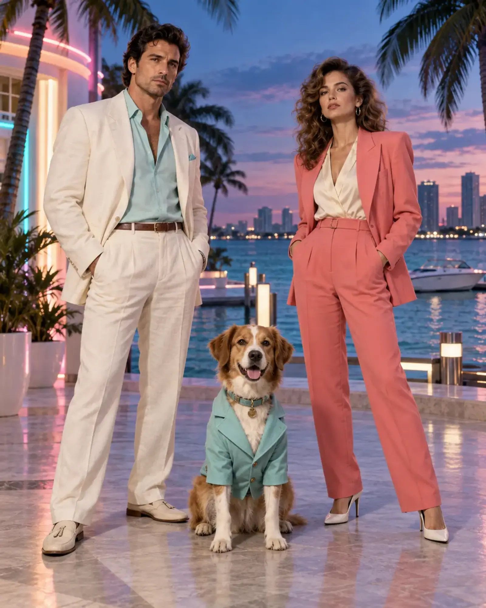 The Neon Coast Detectives People and Pets ensemble portrait master