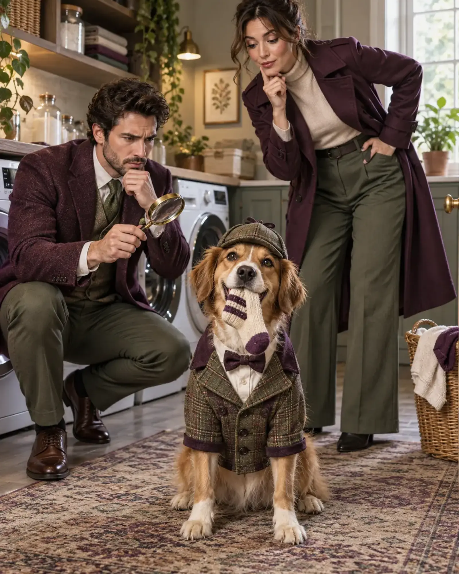 The Great Sock Investigation People and Pets ensemble portrait master